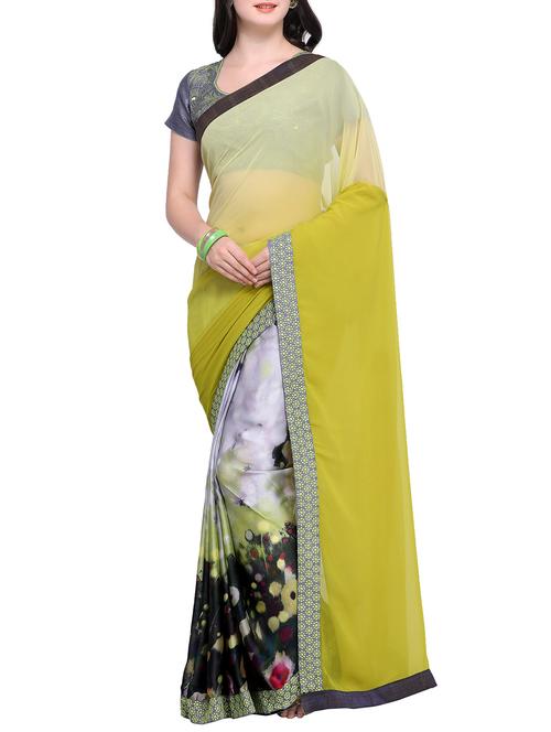pista green half and half saree - 15468697 - Very Small Image - 1
