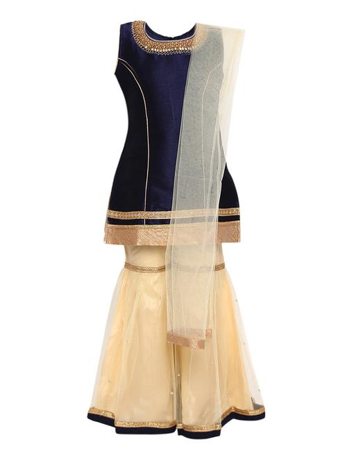 navy blue silk blend suit set - 15468818 - Very Small Image - 1