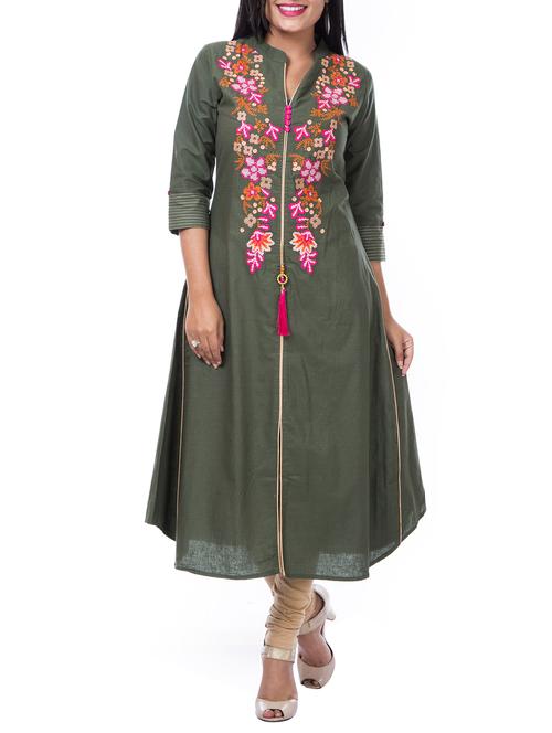a-line embroidered kurta - 15469682 - Very Small Image - 1