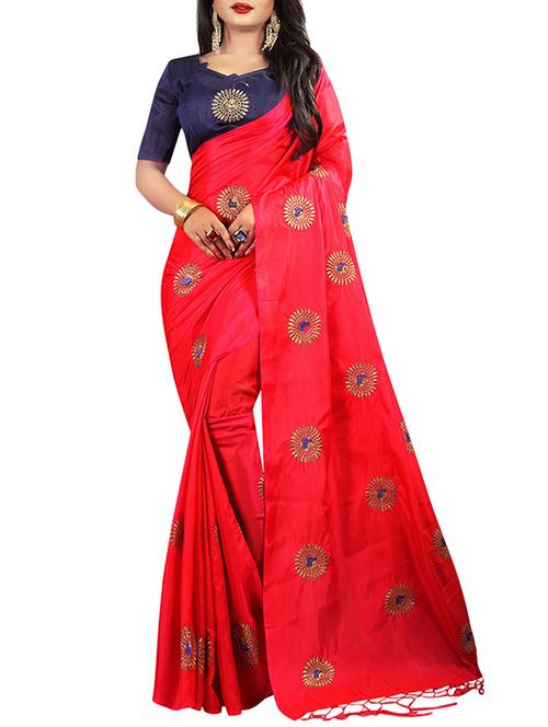 conversational thread embroidered saree with blouse - 15470616 - Very Small Image - 1