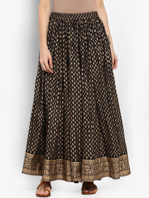 foil printed flared skirt - 15470726 - Very Small Image - 1