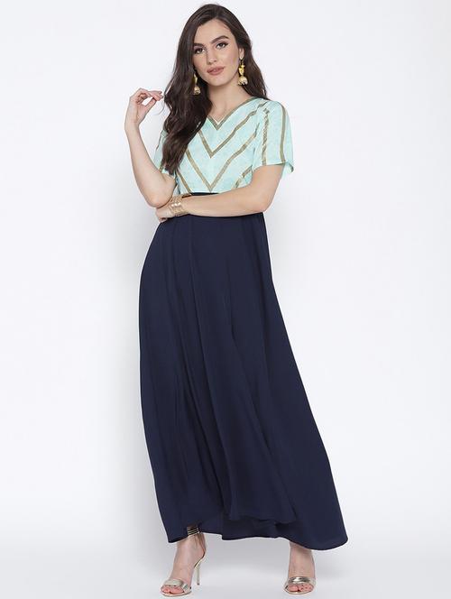 a-line chevron ethnic dress - 15470981 - Very Small Image - 1