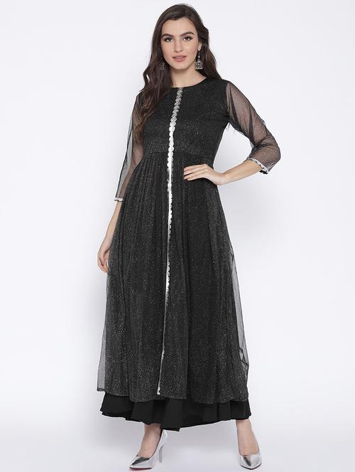 shiny metallic border layered kurta - 15470996 - Very Small Image - 1