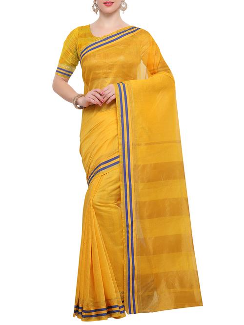 striped zari border woven saree with blouse - 15471421 - Very Small Image - 1