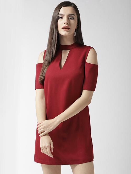 choker neck cold-shoulder dress - 15471502 - Very Small Image - 1