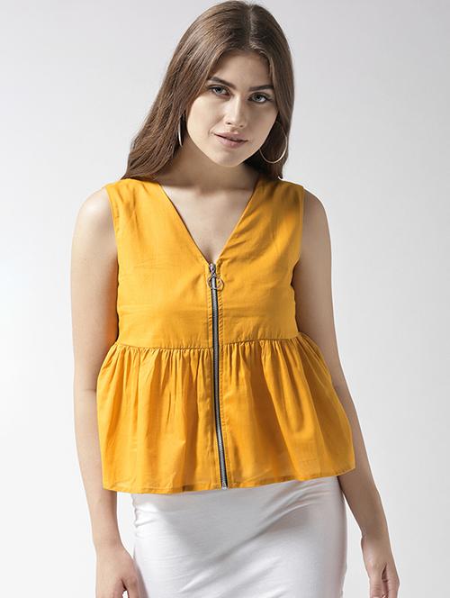 front zip-up peplum top - 15471560 - Very Small Image - 1