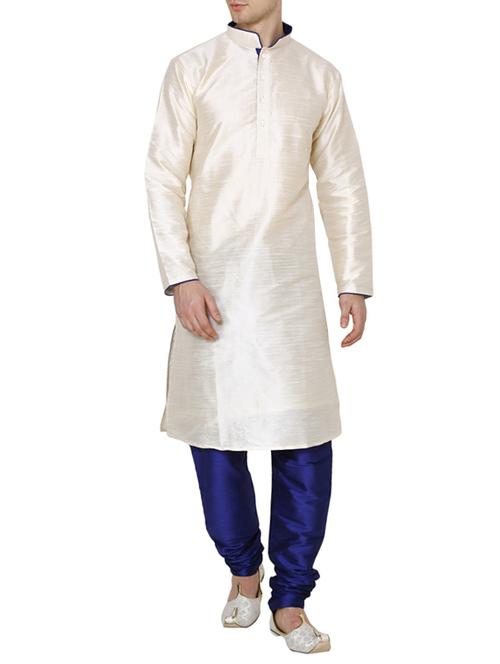 cream dupion kurta pyjama set - 15471630 - Very Small Image - 1