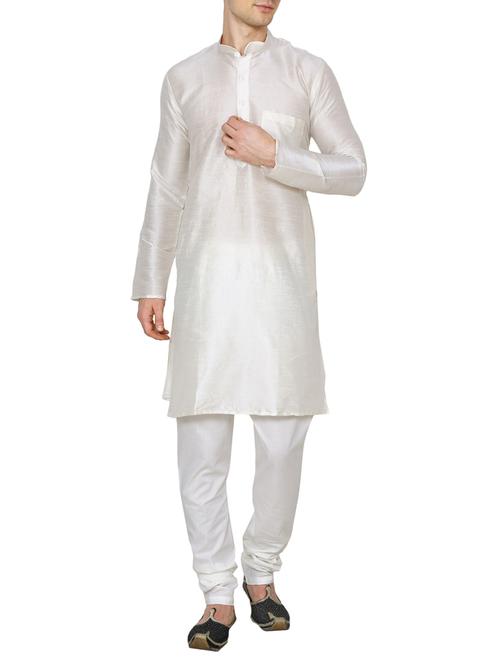 cream dupion kurta pyjama set - 15471665 - Very Small Image - 1