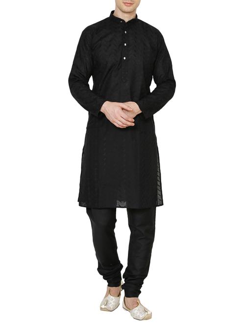 black cotton kurta pyjama set - 15471720 - Very Small Image - 1
