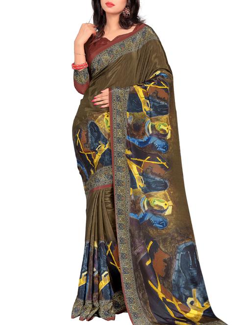 digital graphic printed saree with blouse - 15472779 - Very Small Image - 1