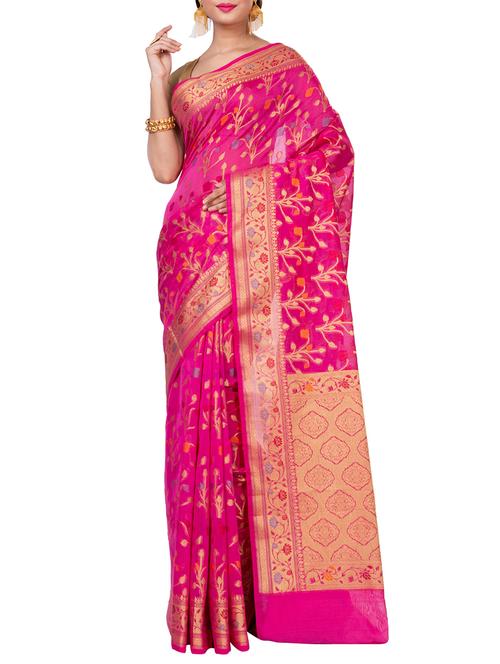 floral zari motif banarasi saree - 15472861 - Very Small Image - 1