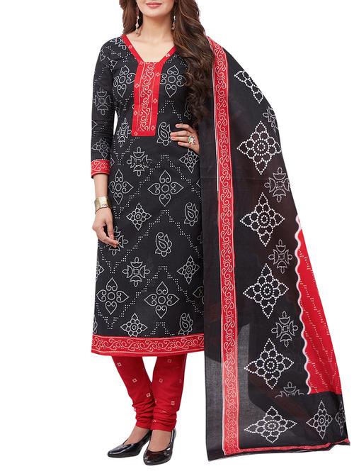 bandhani unstitched churidaar suit - 15473242 - Very Small Image - 1