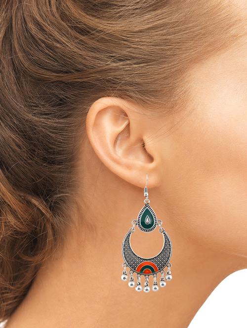 green metal drop earring - 15473354 - Very Small Image - 1