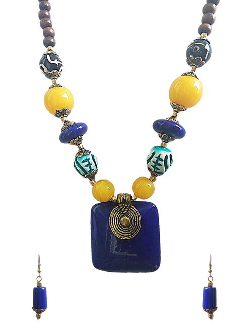 blue metal necklaces and earring - 15473543 - Very Small Image - 1