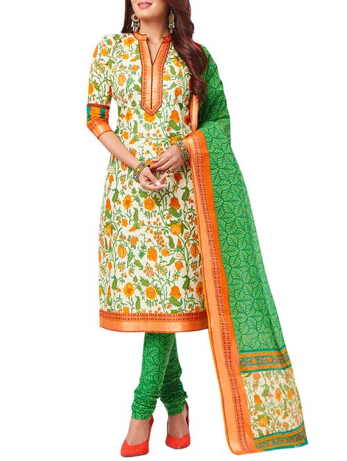 floral printed unstitched churidaar suit - 15473640 - Very Small Image - 1