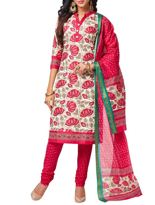 floral unstitched churidaar suit - 15473651 - Very Small Image - 1
