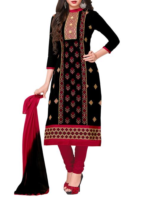 embroidered unstitched churidaar suit - 15473670 - Very Small Image - 1