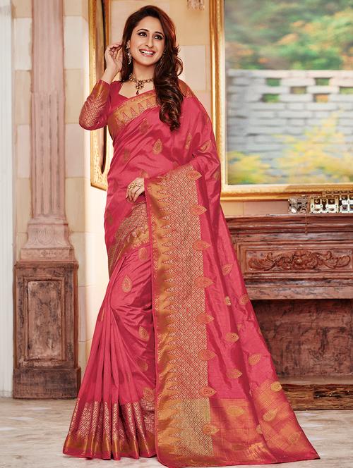 zari motif banarasi saree with blouse - 15475285 - Very Small Image - 1