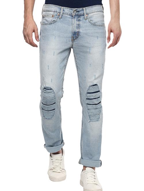blue cotton blend ripped jeans - 15475331 - Very Small Image - 1