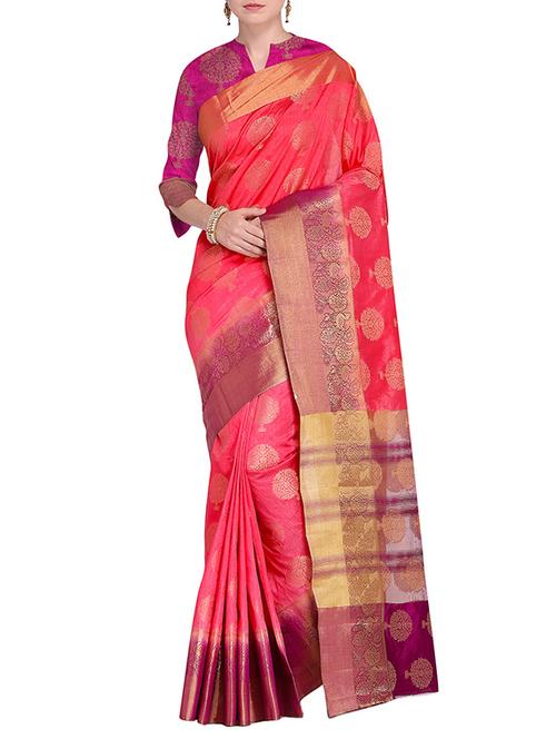 contrast zari motif woven saree - 15475437 - Very Small Image - 1