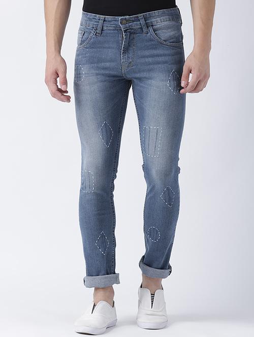 blue cotton blend washed jeans - 15475481 - Very Small Image - 1