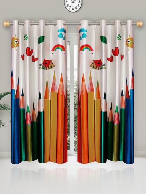 premium quality polyester standard door 7 feet digital curtain with 8 eyelet (2 pc) - 15475971 - Very Small Image - 1
