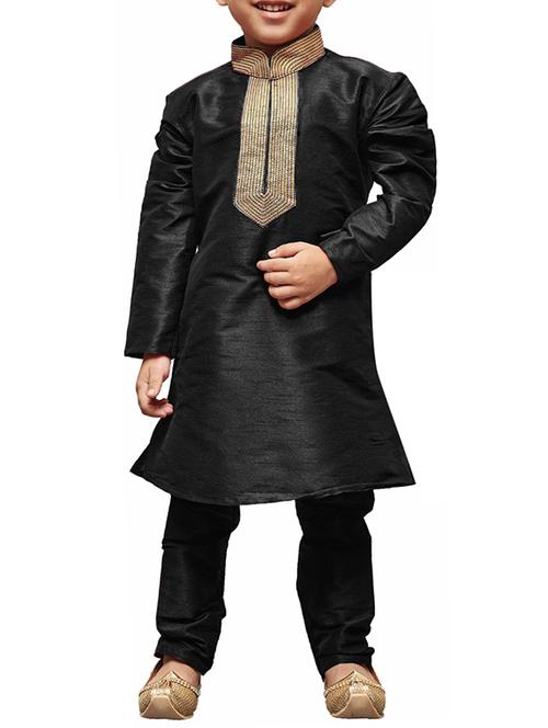 black silk blend kurta set - 15476170 - Very Small Image - 1