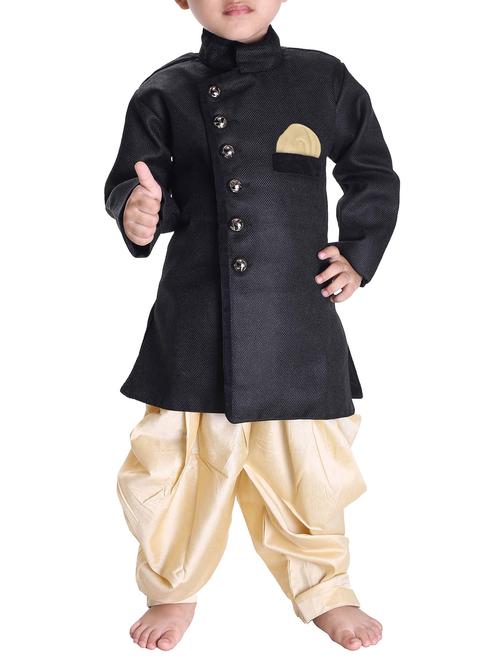 black khadi sherwani set - 15476213 - Very Small Image - 1