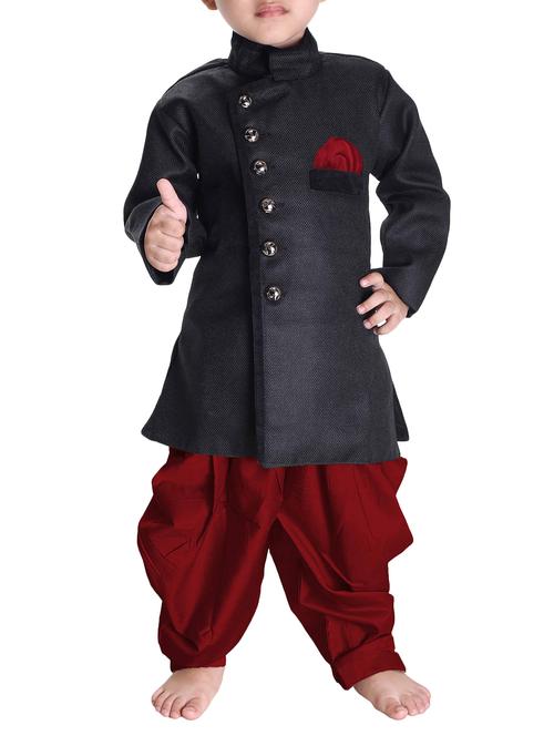 black khadi kurta set - 15476214 - Very Small Image - 1