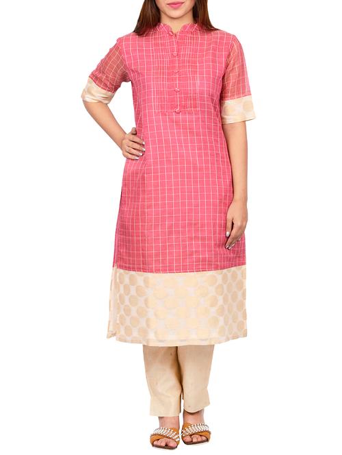 straight checkered kurta - 15476500 - Very Small Image - 1