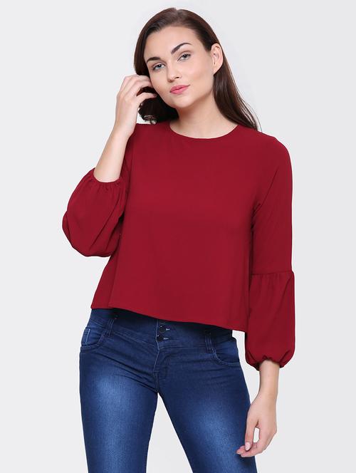 maroon latern sleeved top - 15476794 - Very Small Image - 1