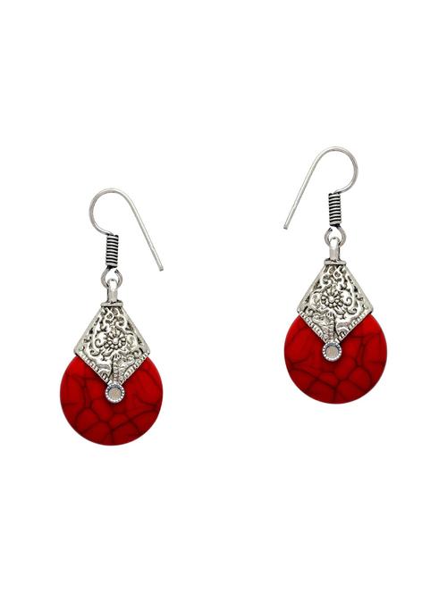 red silver tone stone earrings - 15476828 - Very Small Image - 1