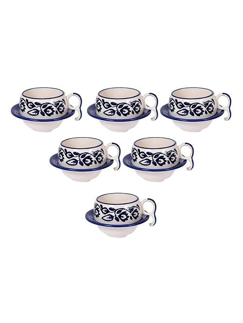 set of 6 bone china cups & saucers - 15476999 - Very Small Image - 1
