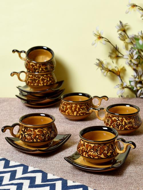 set of 6 bone china coffee & tea cups & saucers - 15477043 - Very Small Image - 1