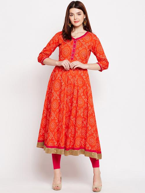 anarkali bandhani kurta - 15477408 - Very Small Image - 1