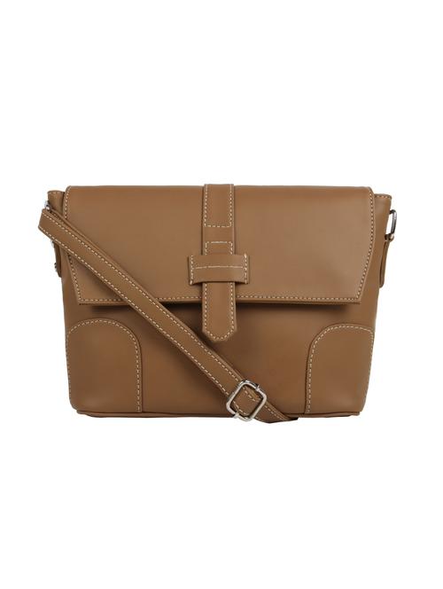 tan leatherette (pu) sling bag - 15477597 - Very Small Image - 1