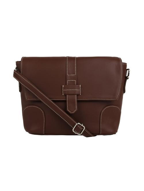 brown leatherette (pu) sling bag - 15477598 - Very Small Image - 1