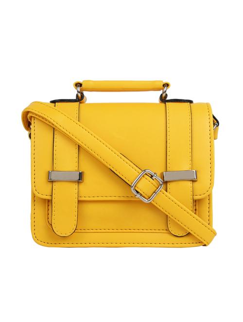yellow leatherette (pu) sling bag - 15477606 - Very Small Image - 1