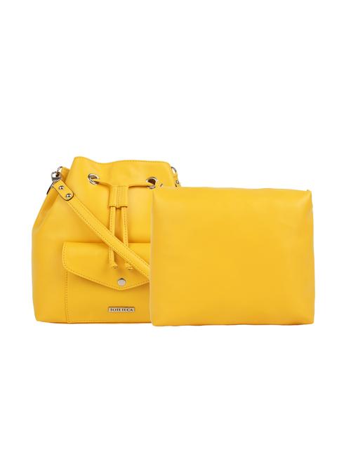 yellow leatherette (pu) combo sling bag - 15477610 - Very Small Image - 1
