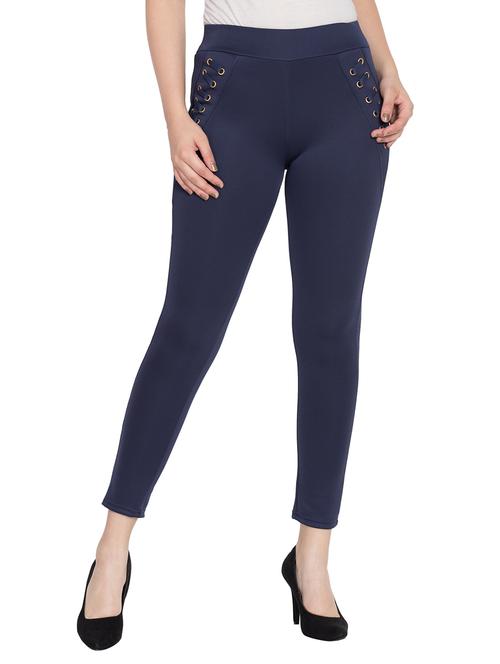 eyelet lace up detail jeggings - 15478081 - Very Small Image - 1