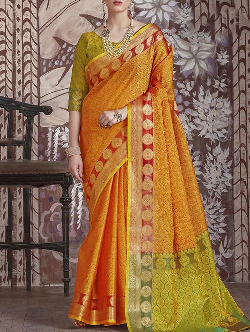 tonal shades zari woven saree with blouse - 15478801 - Very Small Image - 1