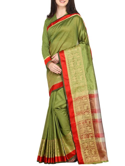 conversational zari border woven saree with blouse - 15478823 - Very Small Image - 1
