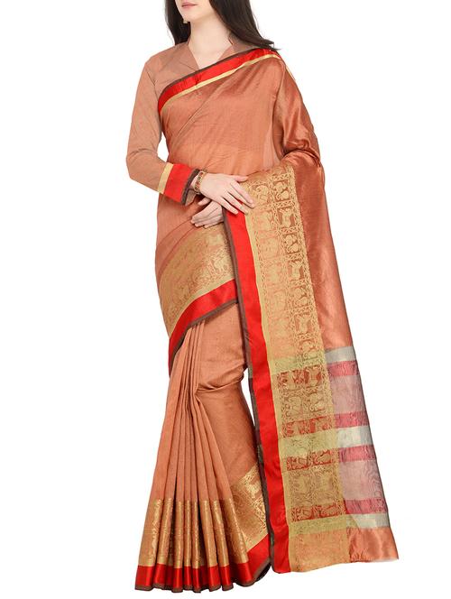 conversational zari border woven saree with blouse - 15478824 - Very Small Image - 1