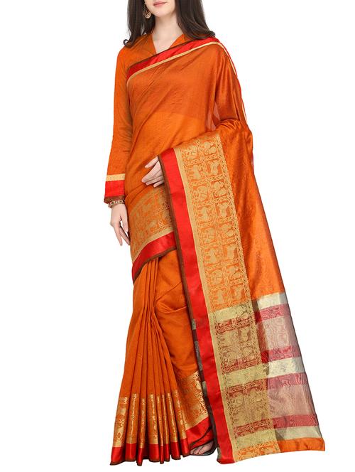 conversational zari border woven saree with blouse - 15478825 - Very Small Image - 1