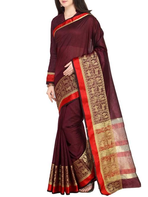 conversational zari border woven saree with blouse - 15478849 - Very Small Image - 1