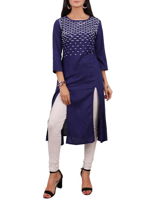 embroidered slit kurta - 15478913 - Very Small Image - 1