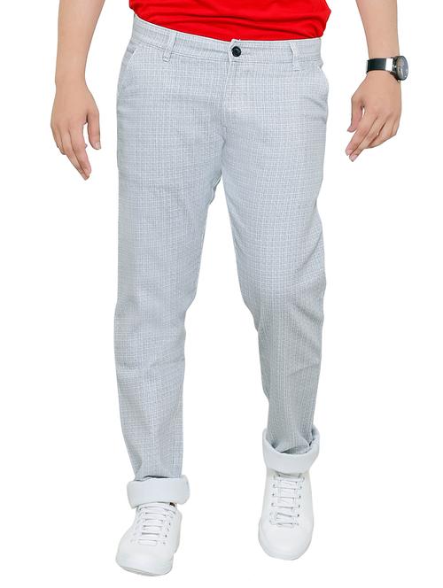 white cotton flat front casual trousers - 15478930 - Very Small Image - 1