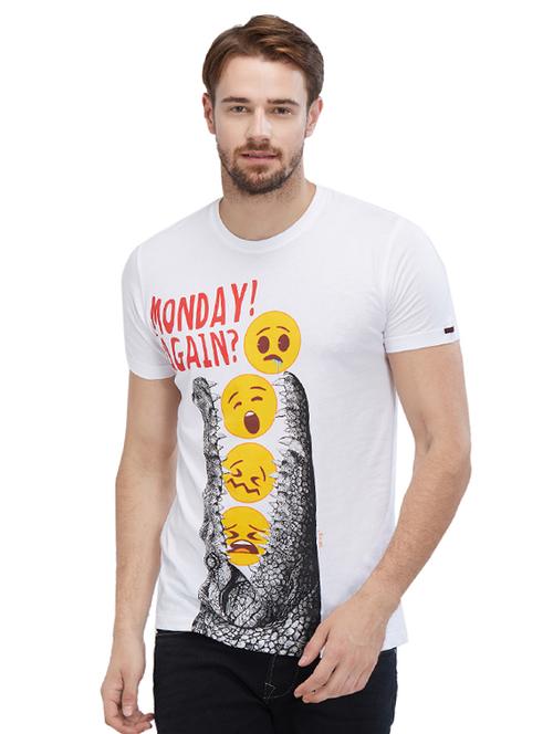 white cotton front print t-shirt - 15480446 - Very Small Image - 1