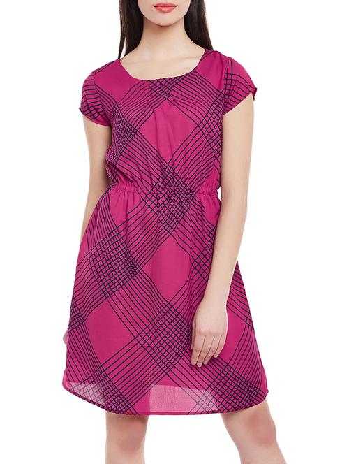 checks printed elasticated waist dress - 15481037 - Very Small Image - 1