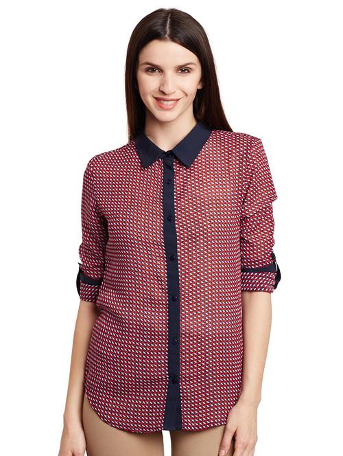 contrast placket printed shirt - 15481918 - Very Small Image - 1